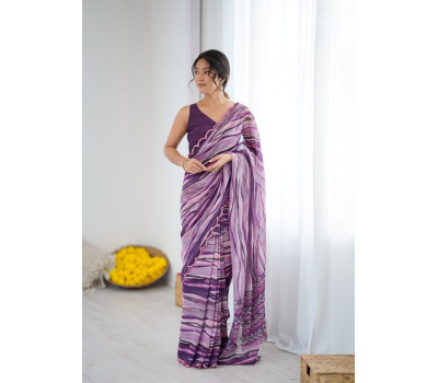 Soft Cotton Printed Saree - Amethyst Flow Soft Cotton Printed Saree - Amethyst Flow